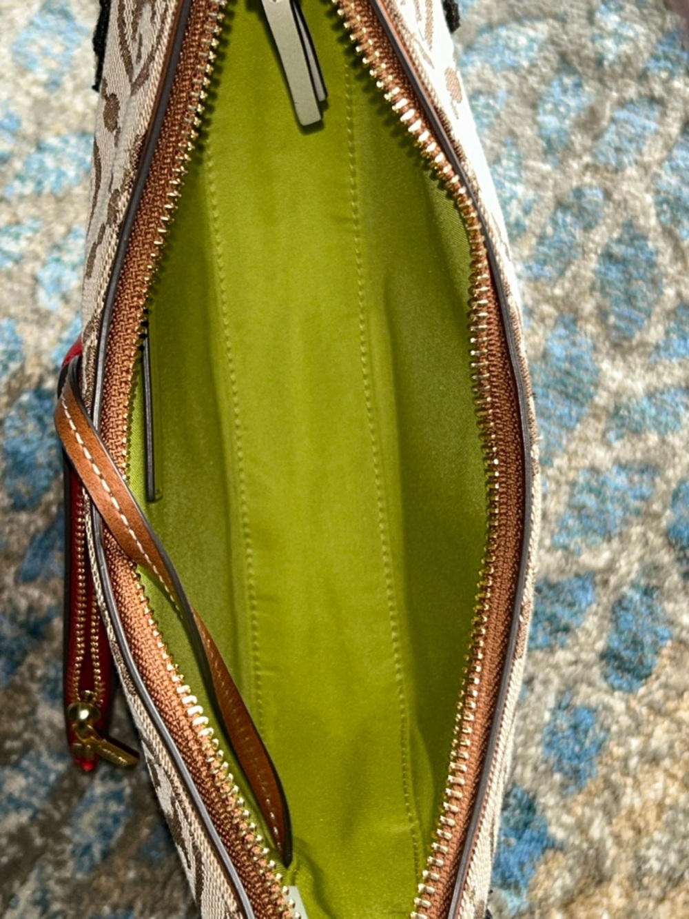Tory Burch Monogram Embroidered Rabbit Crescent Bag - Picture 7 of 13